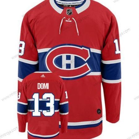 Adidas Herrar Montreal Canadiens #13 Max Domi Röd Blå Autentisk NHL Hockey Hemma Tröjor