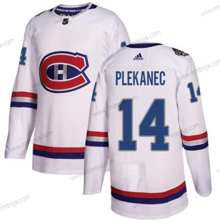 Adidas Herrar Montreal Canadiens #14 Tomas Plekanec Vit Autentisk 2017 100 Klassisk Stitched NHL Tröjor