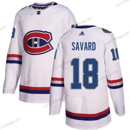 Adidas Herrar Montreal Canadiens #18 Serge Savard Vit Autentisk 2017 100 Klassisk Stitched NHL Tröjor