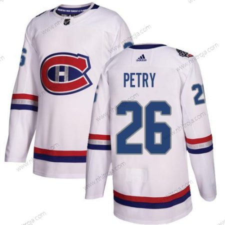 Adidas Herrar Montreal Canadiens #26 Jeff Petry Vit Autentisk 2017 100 Klassisk Stitched NHL Tröjor