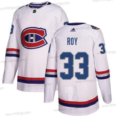 Adidas Herrar Montreal Canadiens #33 Patrick Roy Vit Autentisk 2017 100 Klassisk Stitched NHL Tröjor