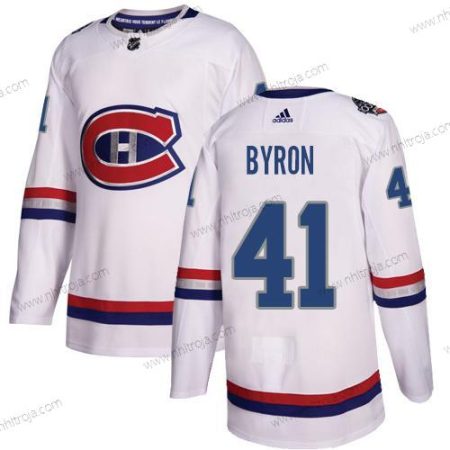 Adidas Herrar Montreal Canadiens #41 Paul Byron Vit Autentisk 2017 100 Klassisk Stitched NHL Tröjor