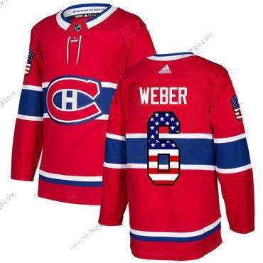 Adidas Herrar Montreal Canadiens #6 Shea Weber Röd Autentisk USA Flag Stitched NHL Hemma Tröjor