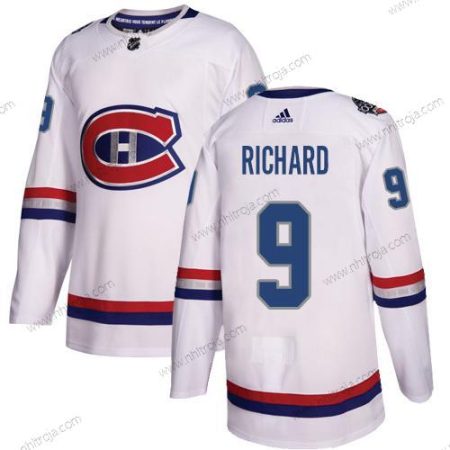 Adidas Herrar Montreal Canadiens #9 Maurice Richard Vit Autentisk 2017 100 Klassisk Stitched NHL Tröjor