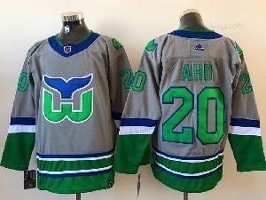 Adidas Herrar NHL Hartford Whalers #20 Aho Grå 2021 Omvänd Retro Alternativ Tröjor