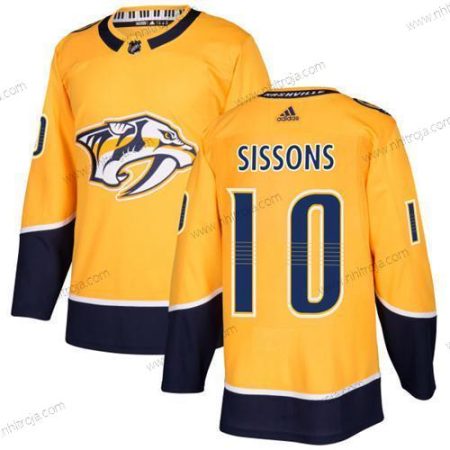 Adidas Herrar Nashville Predators #10 Colton Sissons Gul Autentisk Stitched NHL Hemma Tröjor