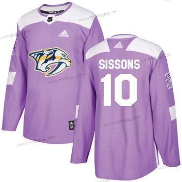 Adidas Herrar Nashville Predators #10 Colton Sissons Lila Autentisk Bekämpar cancer Stitched NHL Tröjor