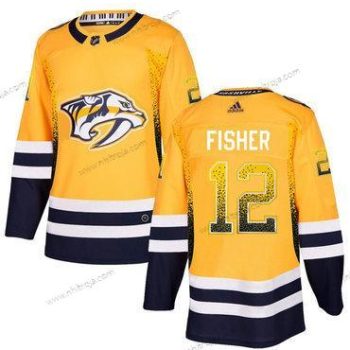 Adidas Herrar Nashville Predators #12 Mike Fisher Guld Tröjor