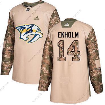 Adidas Herrar Nashville Predators #14 Mattias Ekholm Camo Autentisk 2017 Veterans Day Stitched NHL Tröjor