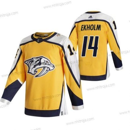 Adidas Herrar Nashville Predators #14 Mattias Ekholm Gul 2020-21 Omvänd Retro Alternativ NHL Tröjor