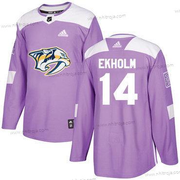 Adidas Herrar Nashville Predators #14 Mattias Ekholm Lila Autentisk Bekämpar cancer Stitched NHL Tröjor