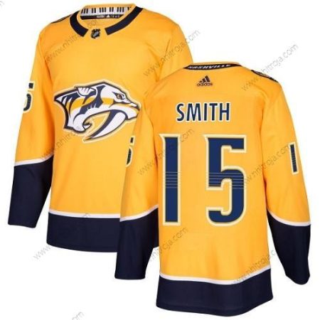 Adidas Herrar Nashville Predators #15 Craig Smith Gul Autentisk Stitched NHL Hemma Tröjor