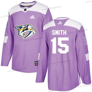 Adidas Herrar Nashville Predators #15 Craig Smith Lila Autentisk Bekämpar cancer Stitched NHL Tröjor