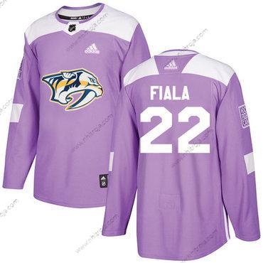 Adidas Herrar Nashville Predators #22 Kevin Fiala Lila Autentisk Bekämpar cancer Stitched NHL Tröjor