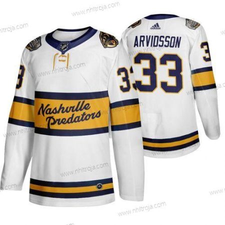 Adidas Herrar Nashville Predators 33 Viktor Arvidsson Vit 2020 Vinter Klassisk Tröjor