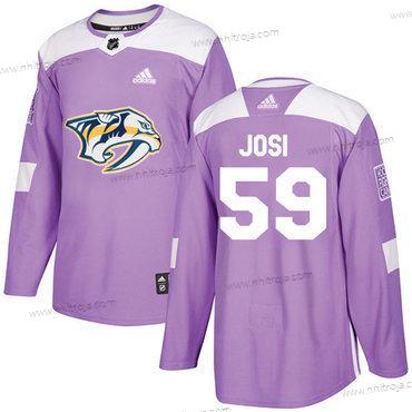 Adidas Herrar Nashville Predators #59 Roman Josi Lila Autentisk Bekämpar cancer Stitched NHL Tröjor