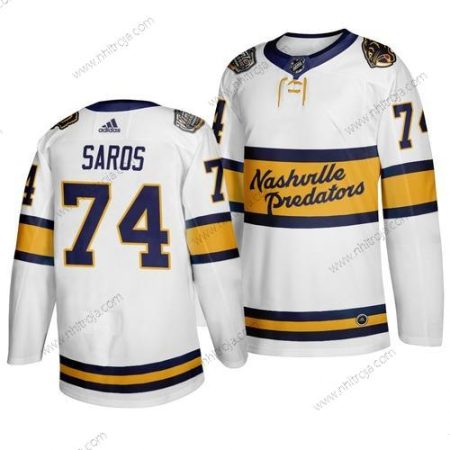 Adidas Herrar Nashville Predators 74 Juuse Saros Vit 2020 Vinter Klassisk Tröjor