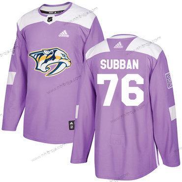 Adidas Herrar Nashville Predators #76 P.K Subban Lila Autentisk Bekämpar cancer Stitched NHL Tröjor