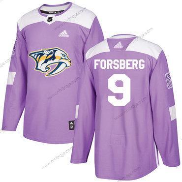 Adidas Herrar Nashville Predators #9 Filip Forsberg Lila Autentisk Bekämpar cancer Stitched NHL Tröjor