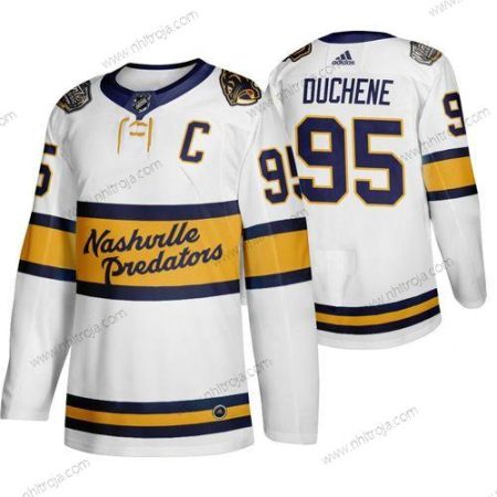 Adidas Herrar Nashville Predators 95 Matt Duchene Vit 2020 Vinter Klassisk Tröjor