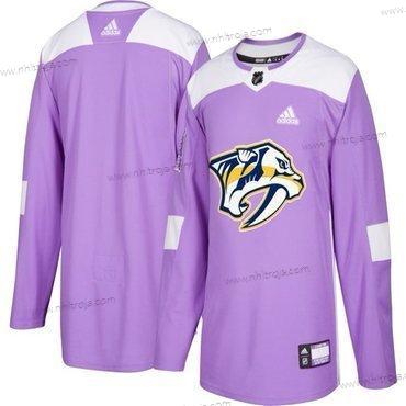 Adidas Herrar Nashville Predators Skräddarsydda Lila Rosa Hockey Bekämpar cancer Träning Tröjor