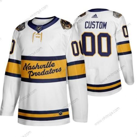 Adidas Herrar Nashville Predators Skräddarsydda Vit 2020 Vinter Klassisk Retro Autentisk NHL Tröjor