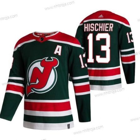 Adidas Herrar New Jersey Devils #13 Nico Hischier Grön 2020-21 Omvänd Retro Alternativ NHL Tröjor