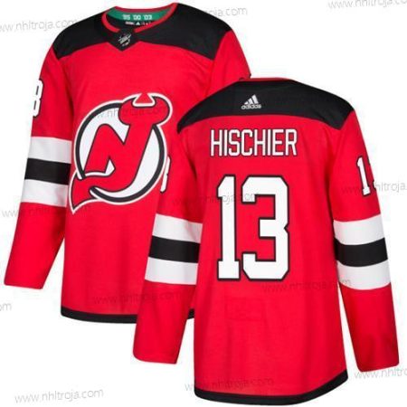 Adidas Herrar New Jersey Devils #13 Nico Hischier Röd Autentisk Stitched NHL Hemma Tröjor