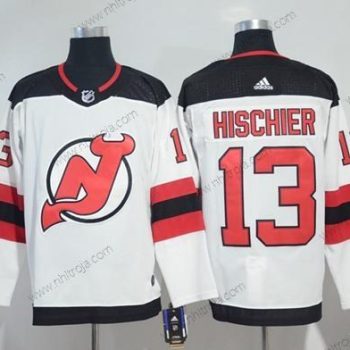 Adidas Herrar New Jersey Devils #13 Nico Hischier Vit Road Autentisk Stitched NHL Tröjor