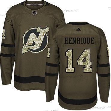 Adidas Herrar New Jersey Devils #14 Adam Henrique Grön Salute to Service Stitched NHL Tröjor