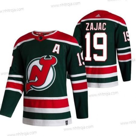 Adidas Herrar New Jersey Devils #19 Travis Zajac Grön 2020-21 Omvänd Retro Alternativ NHL Tröjor