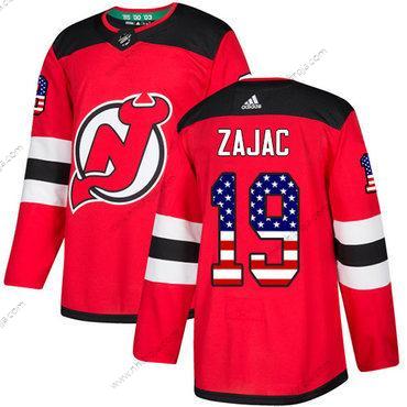 Adidas Herrar New Jersey Devils #19 Travis Zajac Röd Autentisk USA Flag Stitched NHL Hemma Tröjor