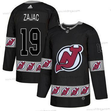 Adidas Herrar New Jersey Devils #19 Travis Zajac Svart Team Logos Tröjor