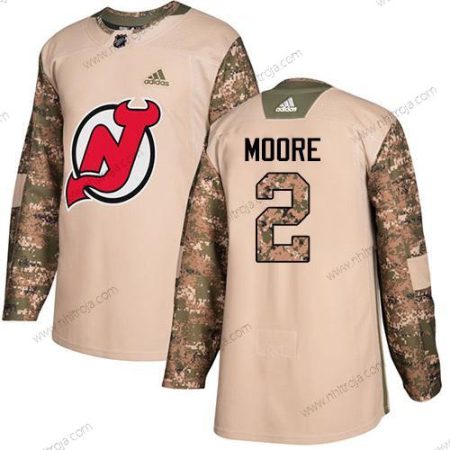 Adidas Herrar New Jersey Devils #2 John Moore Camo Autentisk 2017 Veterans Day Stitched NHL Tröjor