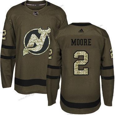 Adidas Herrar New Jersey Devils #2 John Moore Grön Salute to Service Stitched NHL Tröjor