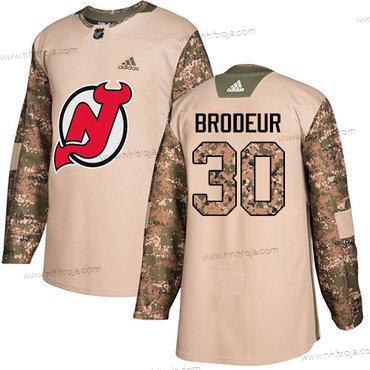 Adidas Herrar New Jersey Devils #30 Martin Brodeur Camo Autentisk 2017 Veterans Day Stitched NHL Tröjor