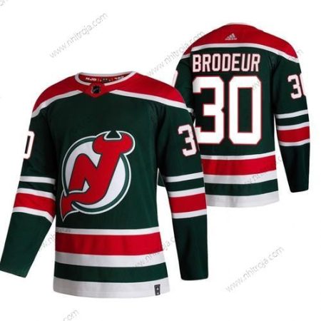 Adidas Herrar New Jersey Devils #30 Martin Brodeur Grön 2020-21 Omvänd Retro Alternativ NHL Tröjor