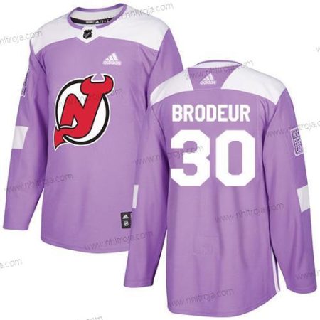 Adidas Herrar New Jersey Devils #30 Martin Brodeur Lila Autentisk Bekämpar cancer Stitched NHL Tröjor