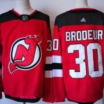 Adidas Herrar New Jersey Devils #30 Martin Brodeur Röd With Svart 2017-2018 Hockey Stitched NHL Tröjor