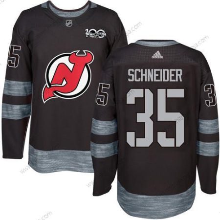 Adidas Herrar New Jersey Devils #35 Cory Schneider Svart 1917-2017 100th Jubileum Stitched NHL Tröjor