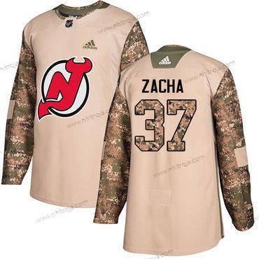 Adidas Herrar New Jersey Devils #37 Pavel Zacha Camo Autentisk 2017 Veterans Day Stitched NHL Tröjor