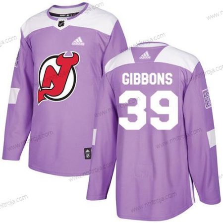 Adidas Herrar New Jersey Devils #39 Brian Gibbons Lila Autentisk Bekämpar cancer Stitched NHL Tröjor