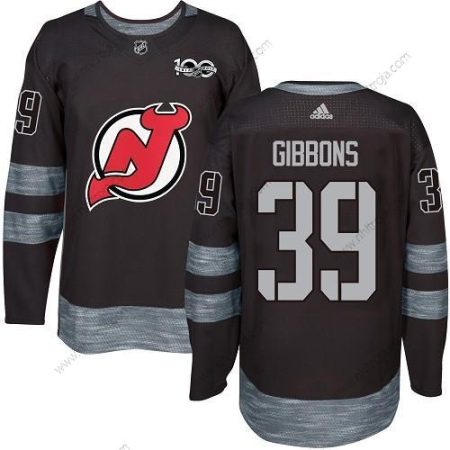 Adidas Herrar New Jersey Devils #39 Brian Gibbons Svart 1917-2017 100th Jubileum Stitched NHL Tröjor