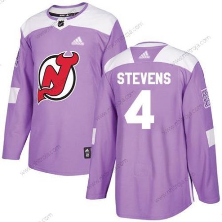 Adidas Herrar New Jersey Devils #4 Scott Stevens Lila Autentisk Bekämpar cancer Stitched NHL Tröjor