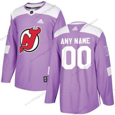 Adidas Herrar New Jersey Devils Skräddarsydda Lila Rosa Hockey Bekämpar cancer Träning Tröjor