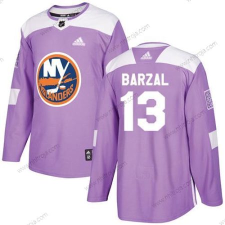 Adidas Herrar New York Islanders #13 Mathew Barzal Lila Autentisk Bekämpar cancer Stitched NHL Tröjor