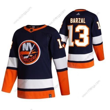 Adidas Herrar New York Islanders #13 Mathew Barzal Marin Blå 2020-21 Omvänd Retro Alternativ NHL Tröjor