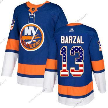 Adidas Herrar New York Islanders #13 Mathew Barzal Royal Blå Autentisk USA Flag Stitched NHL Hemma Tröjor