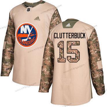 Adidas Herrar New York Islanders #15 Cal Clutterbuck Camo Autentisk 2017 Veterans Day Stitched NHL Tröjor