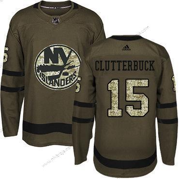 Adidas Herrar New York Islanders #15 Cal Clutterbuck Grön Salute to Service Stitched NHL Tröjor